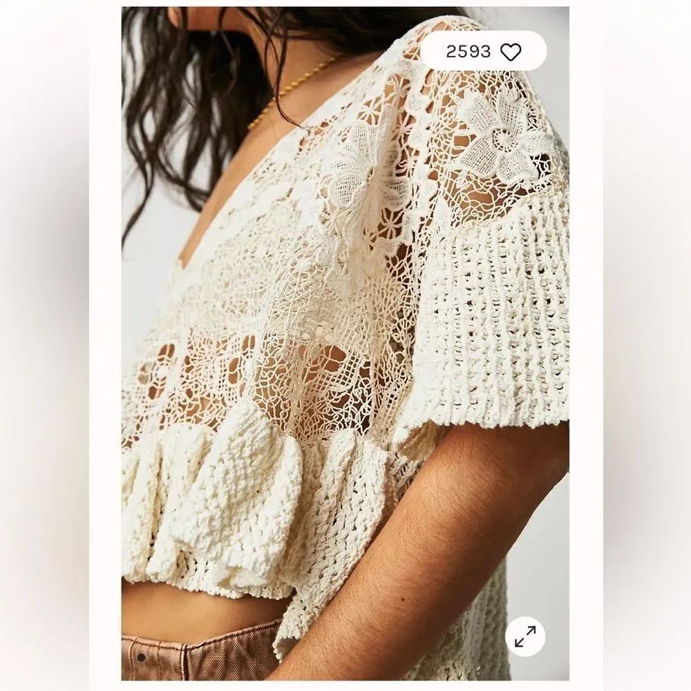 Free People Juliette Sweater in Ivory Combo size Small